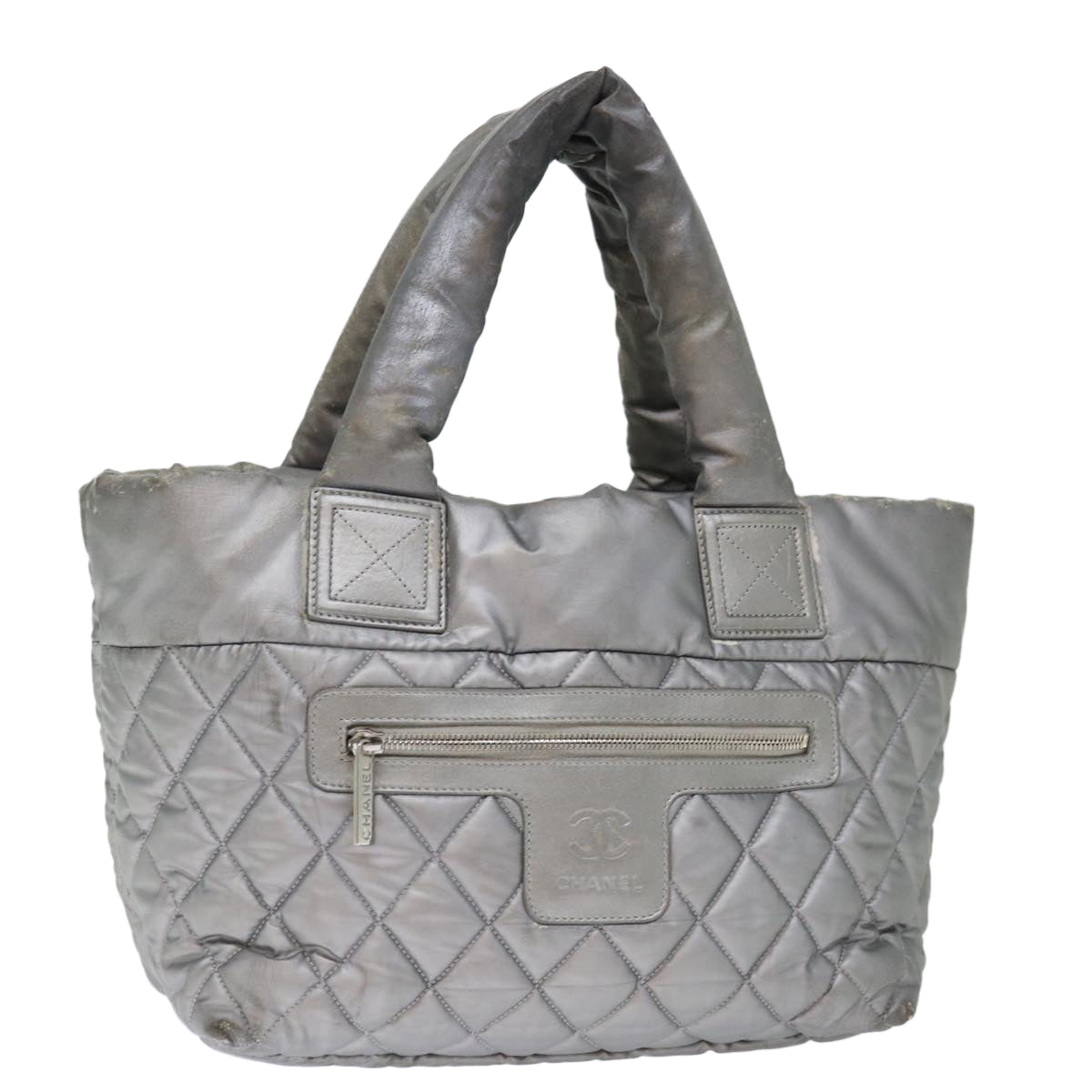 Top Quality Chanel Cococoon Hand Bag Nylon Silver CC Auth 71571