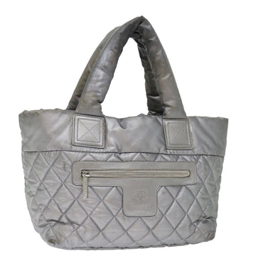 Top Quality Chanel Cococoon Hand Bag Nylon Silver CC Auth 71571