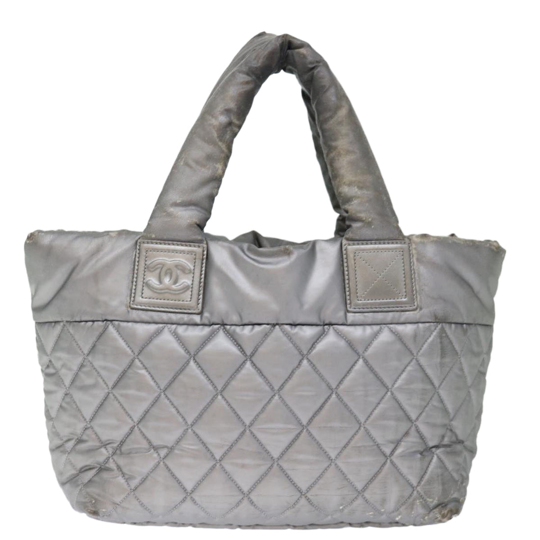 Top Quality Chanel Cococoon Hand Bag Nylon Silver CC Auth 71571
