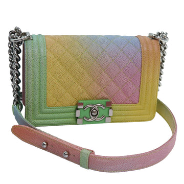 Top Quality Chanel Matelasse Boy  Chain Shoulder Bag Leather Rainbow CC Auth 71579S
