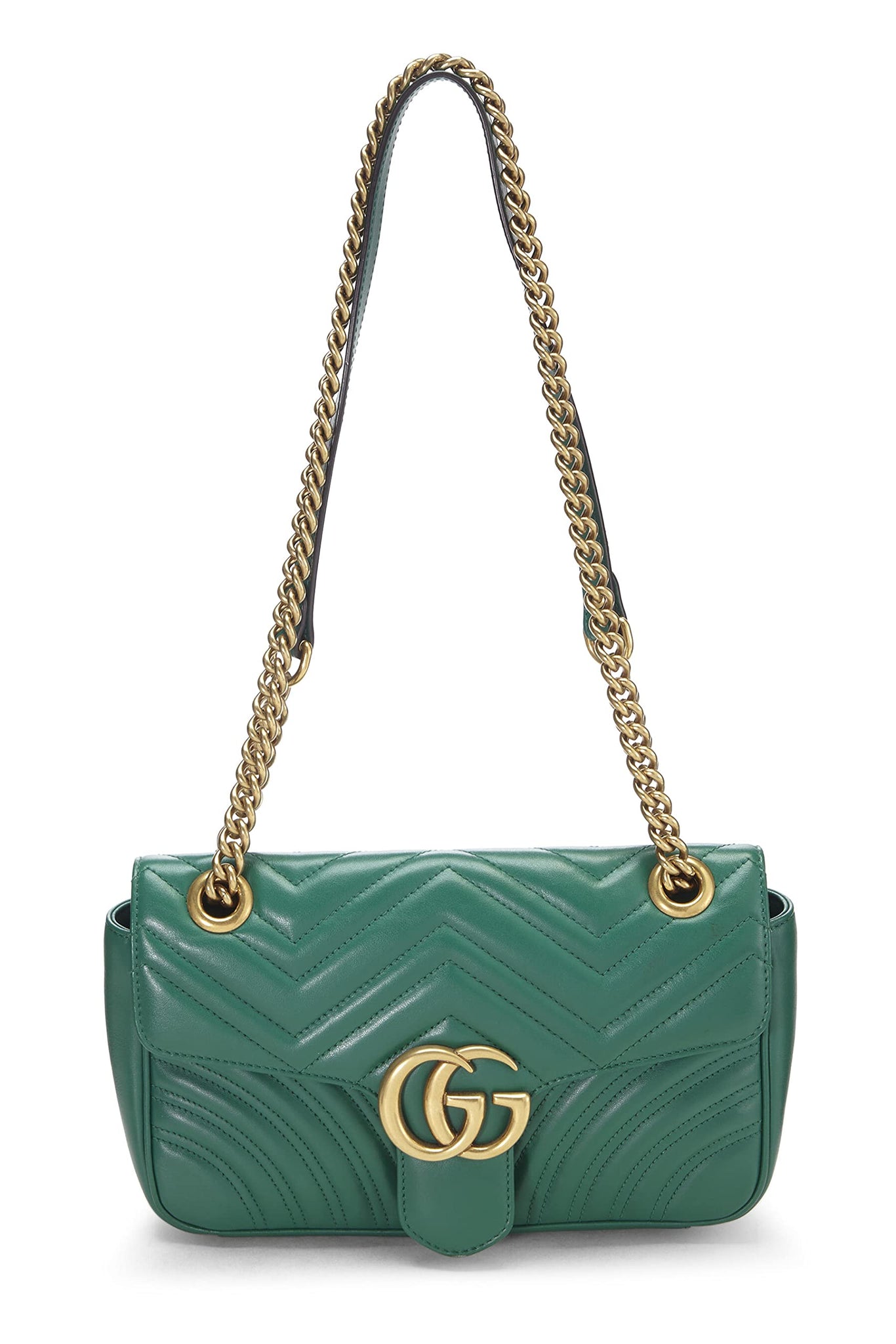 Gucci, Green Leather Marmont Shoulder Bag Small, Green