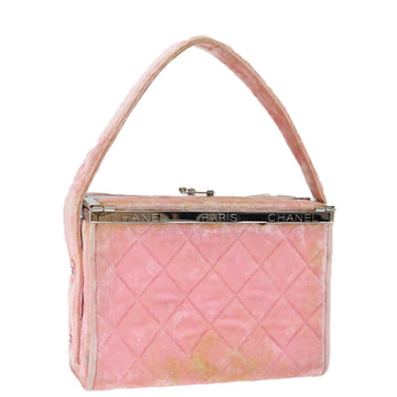 Top Quality Chanel Matelasse Hand Bag Velor Pink CC Auth 71634A