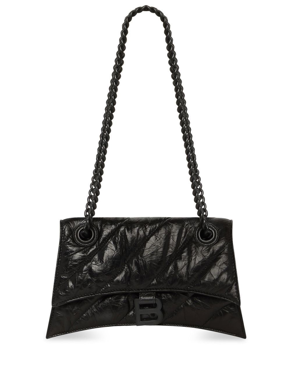 BALENCIAGA Crushed Leather Chain S Hobo Handbag