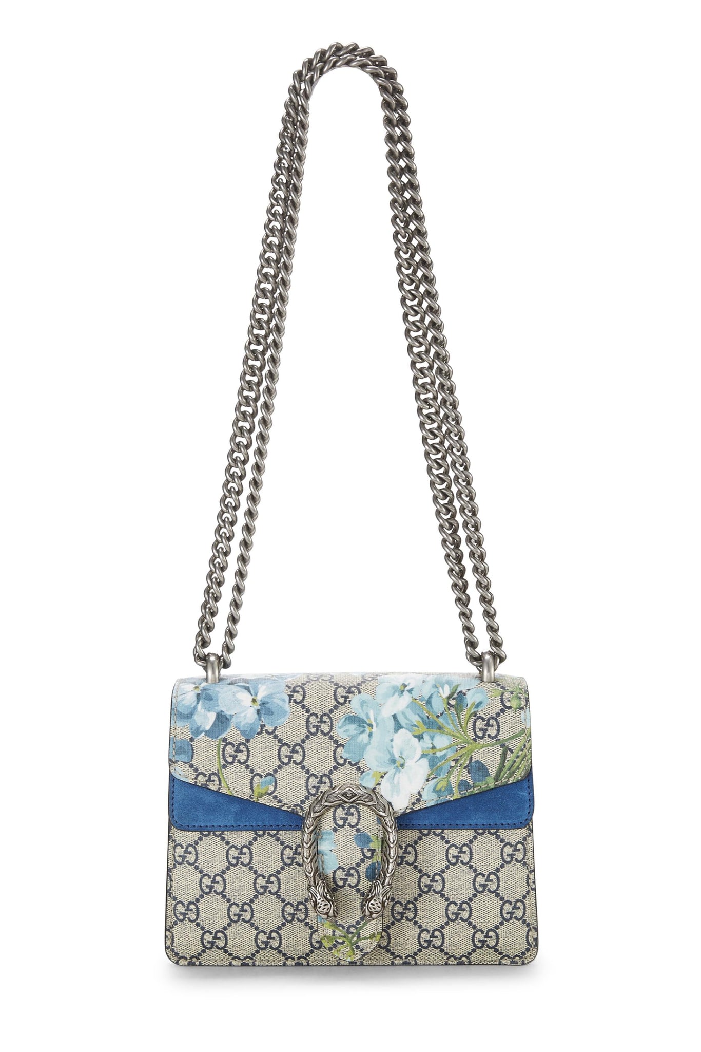 Gucci, Blue GG Blooms Supreme Canvas Dionysus Shoulder Bag Mini, Blue