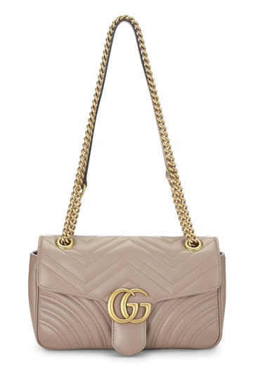 Gucci, Beige Leather GG Marmont Shoulder Bag Small, Beige
