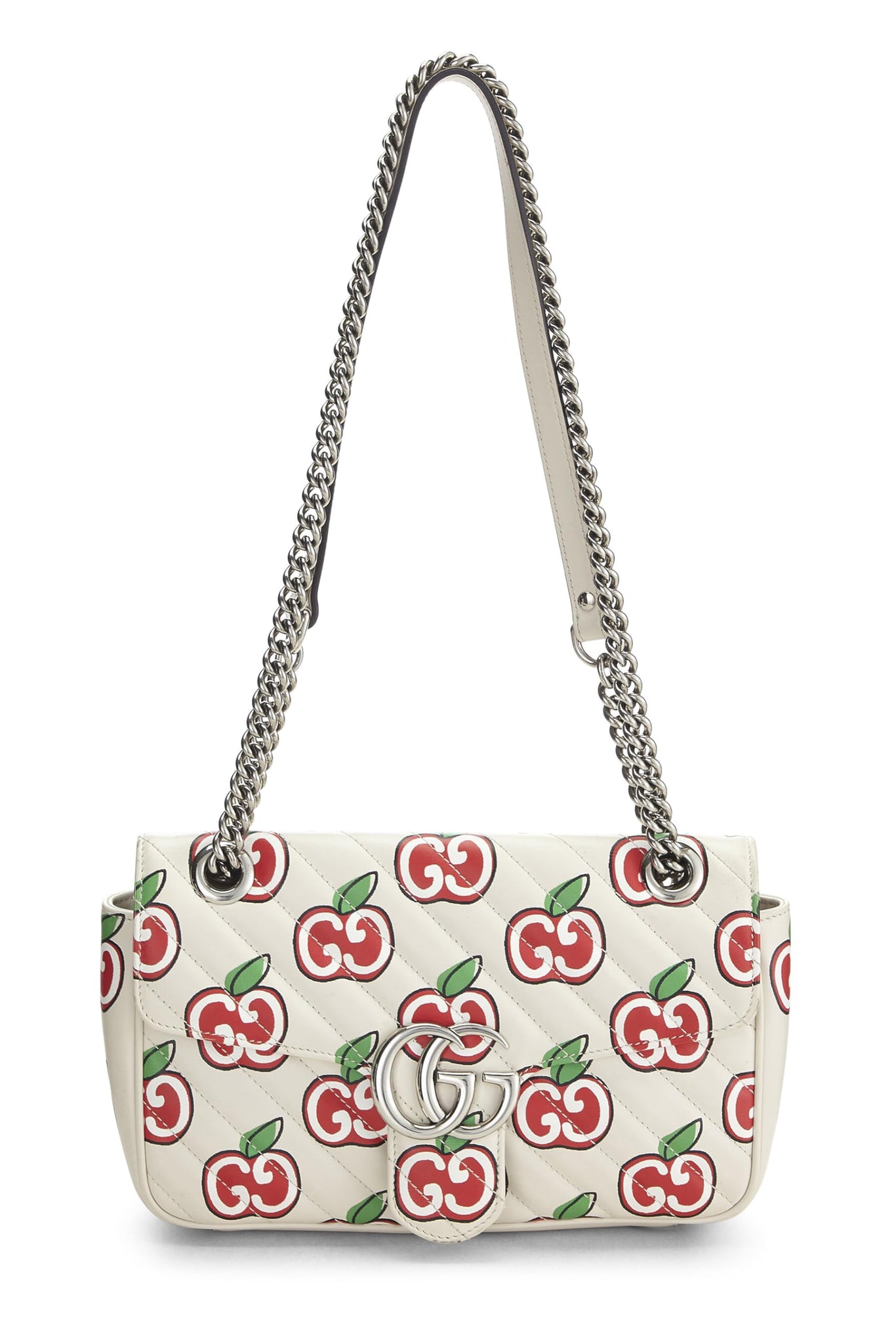 Gucci, White Leather Marmont Apple Shoulder Bag Small, White