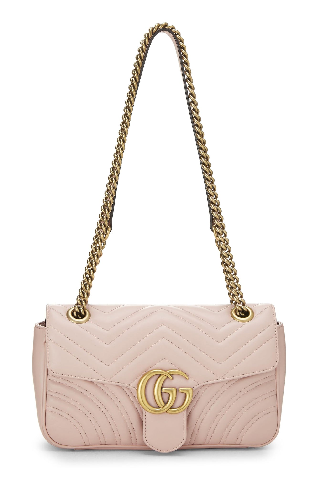 Gucci, Pink Leather GG Marmont Shoulder Bag Small, Pink