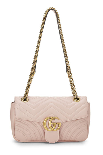 Gucci, Pink Leather GG Marmont Shoulder Bag Small, Pink