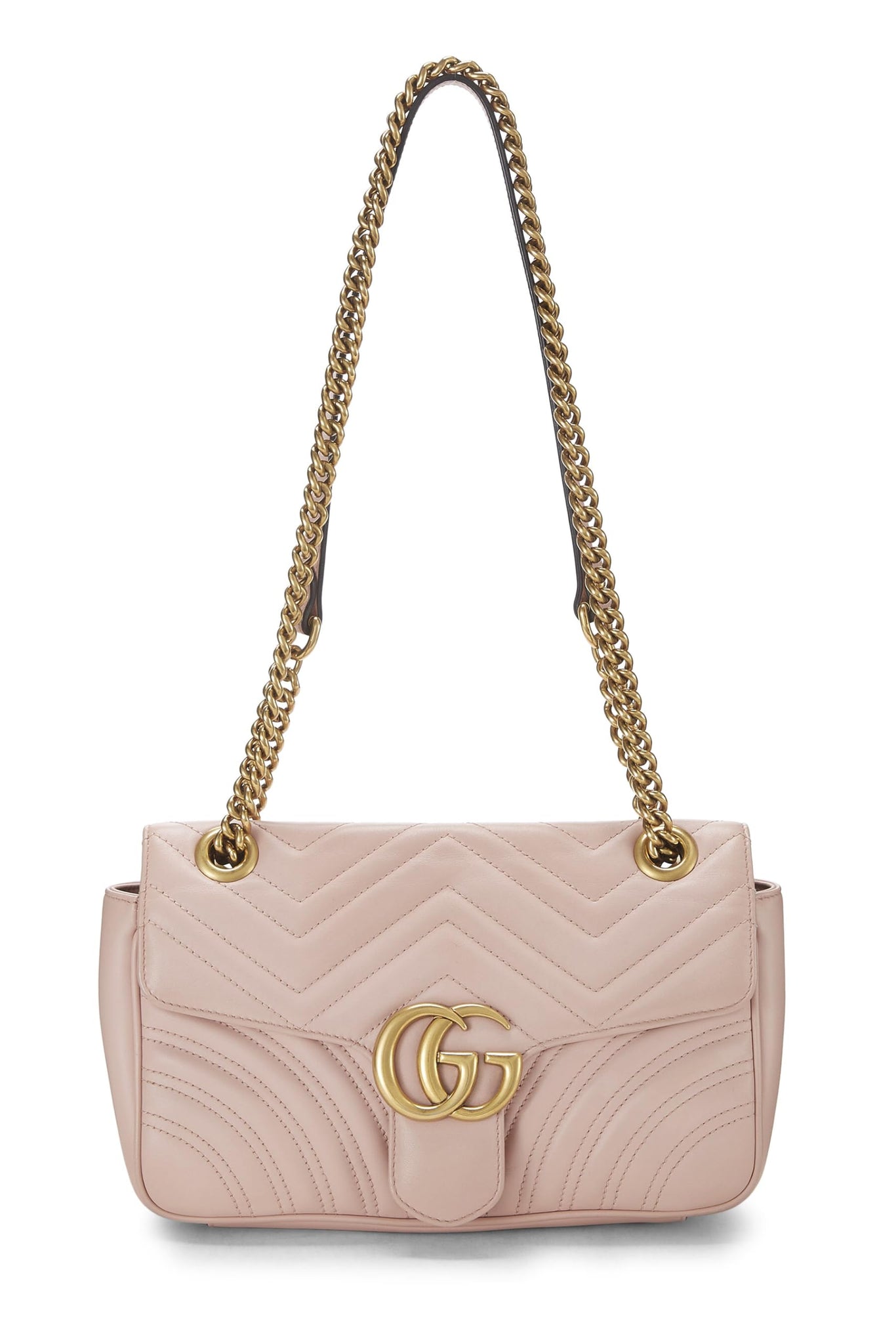 Gucci, Pink Matelassé Leather GG Marmont Shoulder Bag, Pink