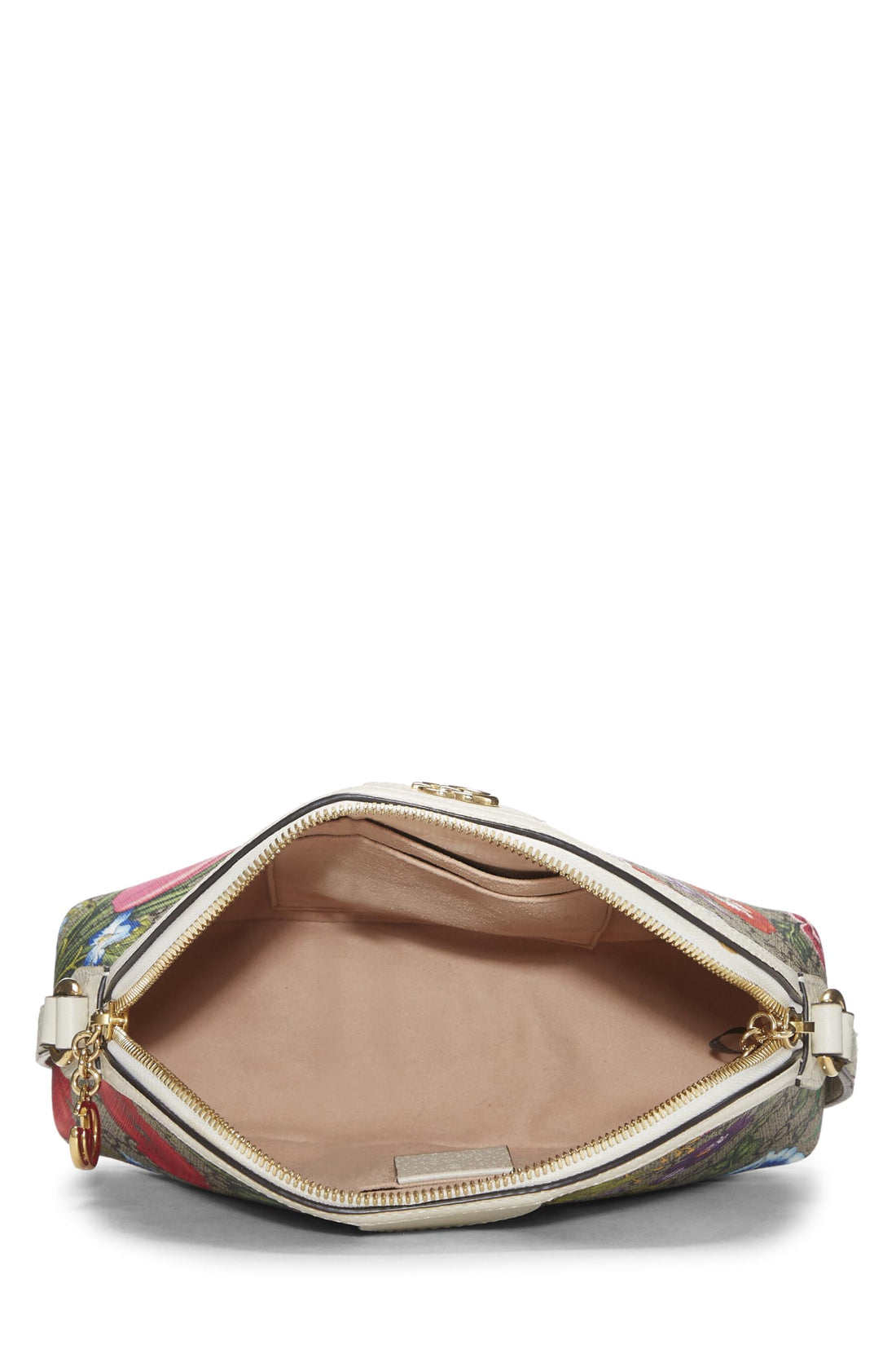Gucci, White Original GG Supreme Ophidia Flora Dome Shoulder Bag Small, White