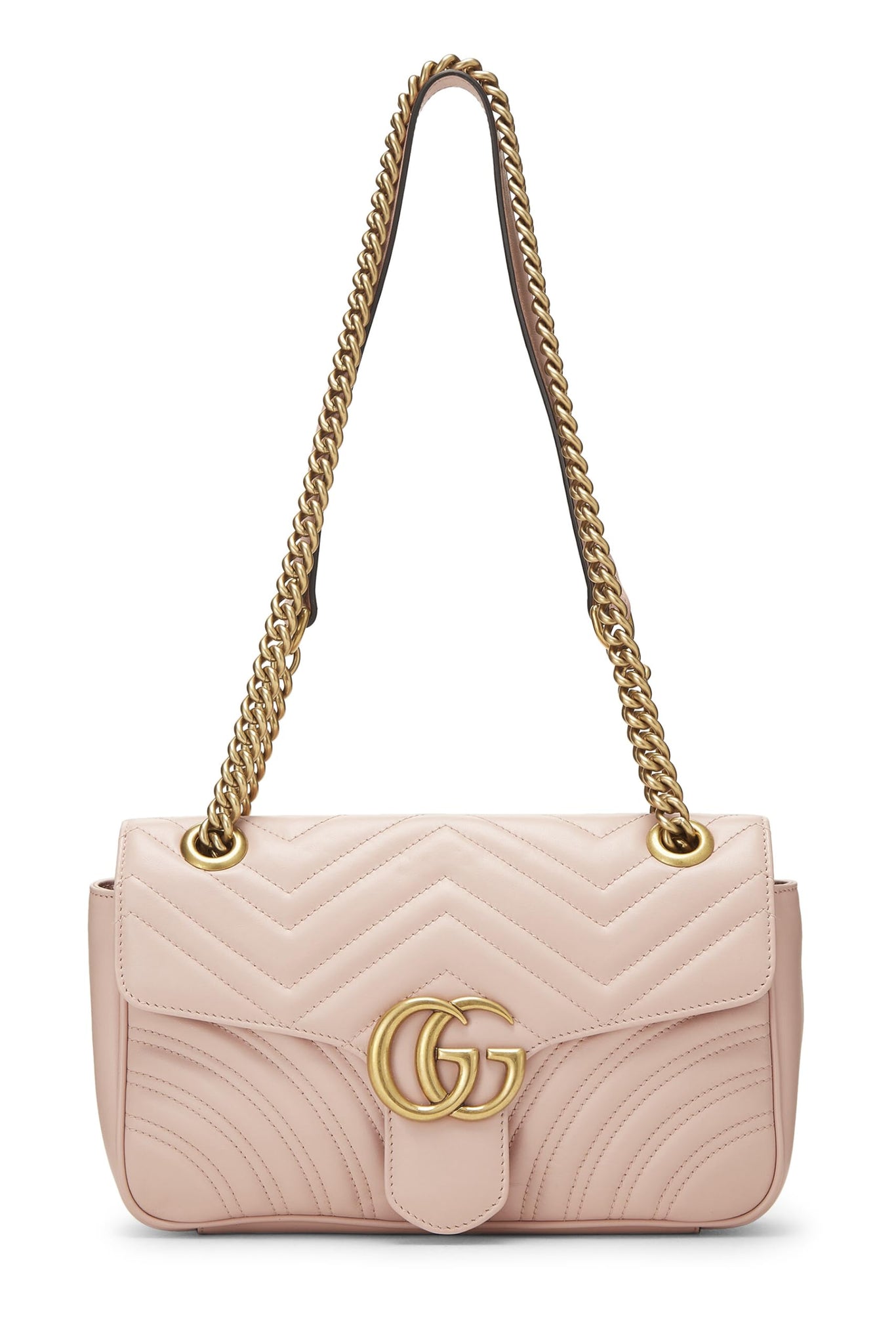 Gucci, Pink Leather GG Marmont Shoulder Bag Small, Pink