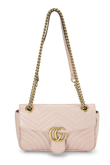 Gucci, Pink Leather GG Marmont Shoulder Bag Small, Pink