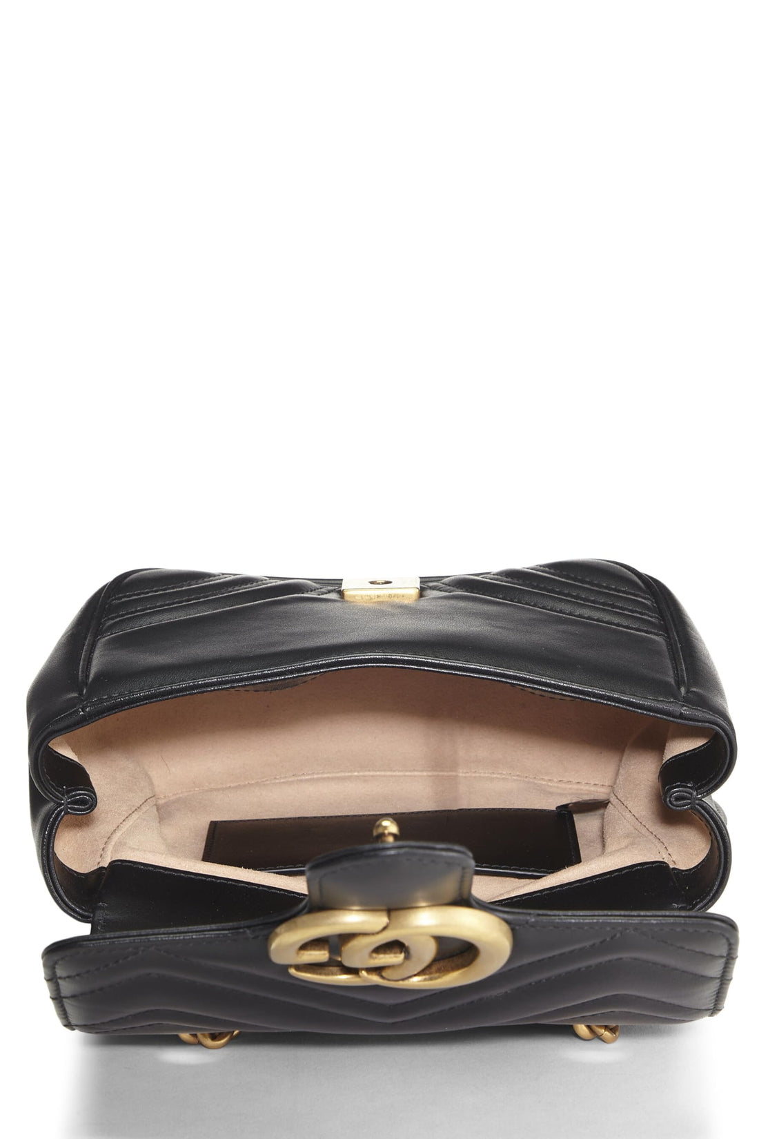 Gucci, Black Leather GG Marmont Shoulder Bag Mini, Black