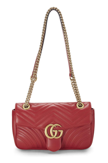 Gucci, Red Leather GG Marmont Matelassé Shoulder Bag Small, Red