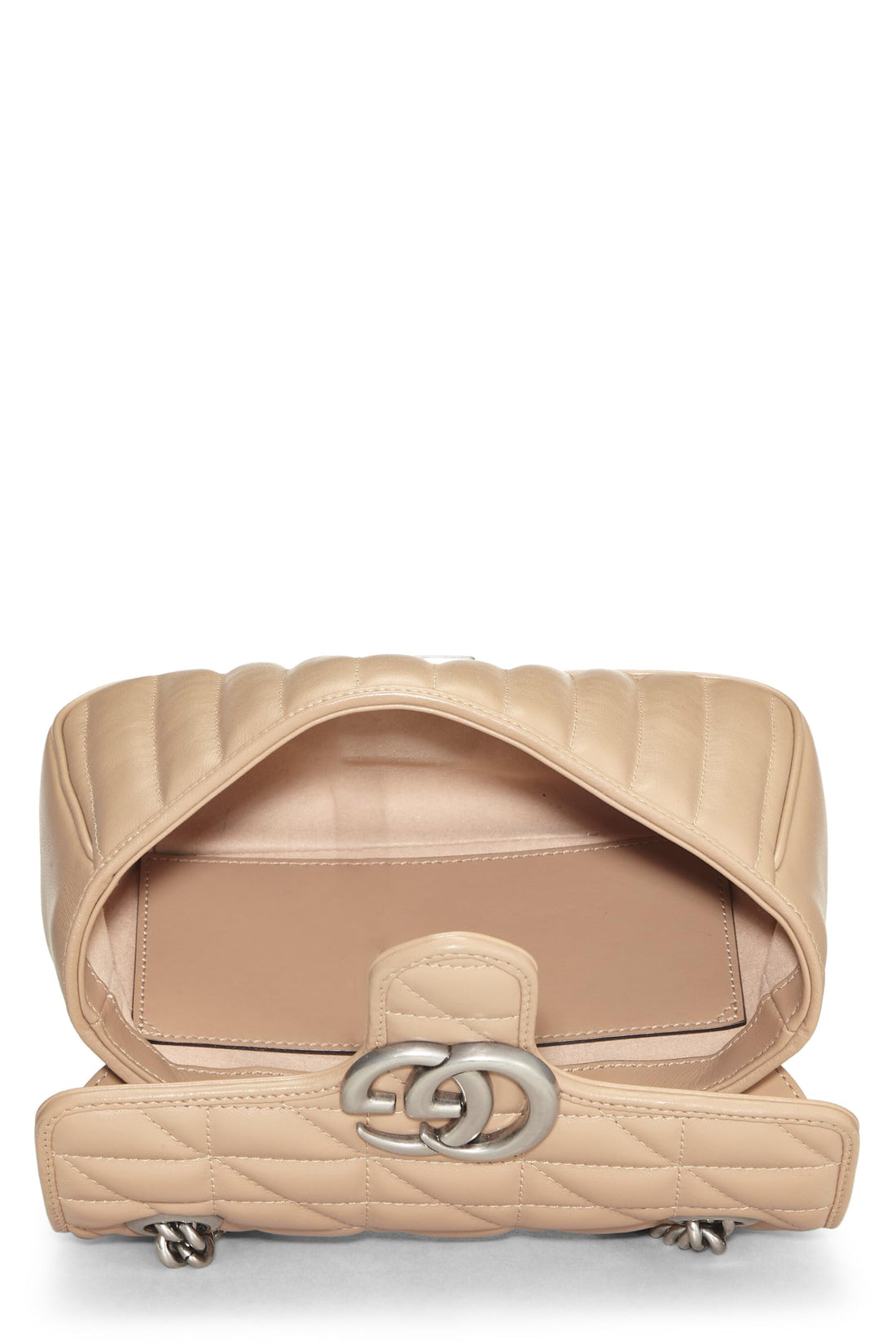 Gucci, Beige Leather GG Marmont Shoulder Bag, Beige