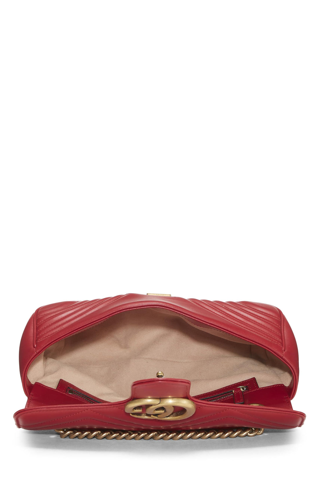 Gucci, Red Leather GG Marmont Matelassé Shoulder Bag Small, Red
