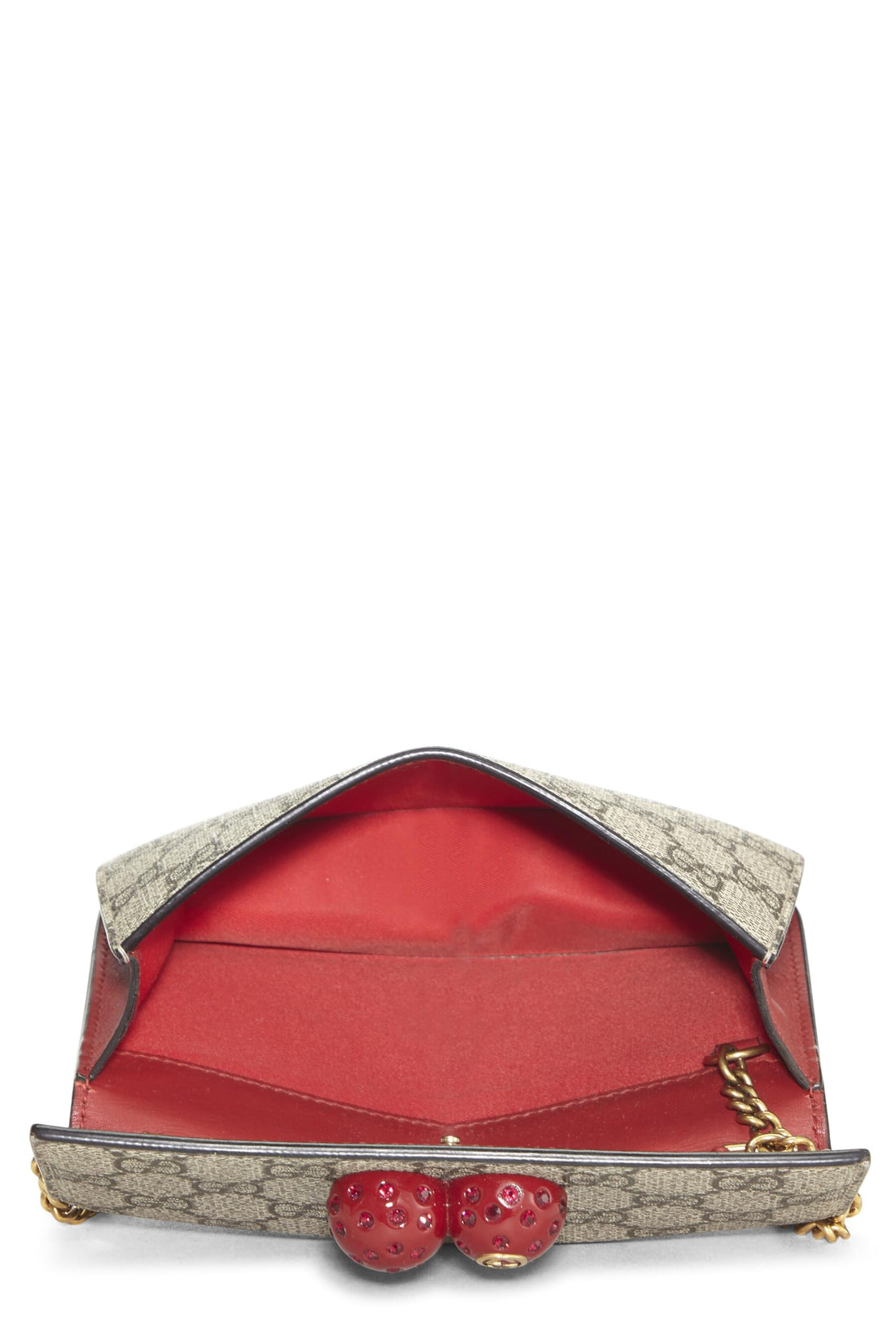 Gucci, Red Original GG Supreme Canvas Cherry Convertible Clutch Mini, Red