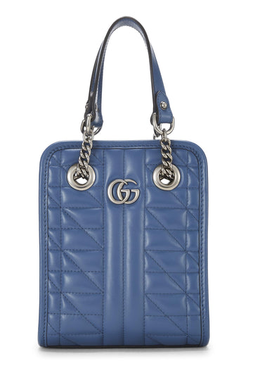 Gucci, Blue Leather GG Marmont Convertible Shoulder Bag, Blue