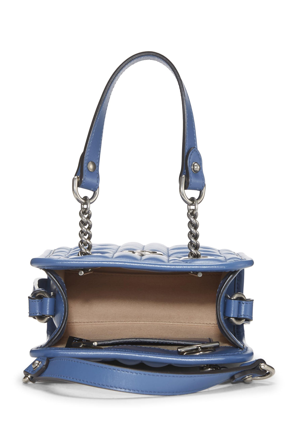 Gucci, Blue Leather GG Marmont Convertible Shoulder Bag, Blue