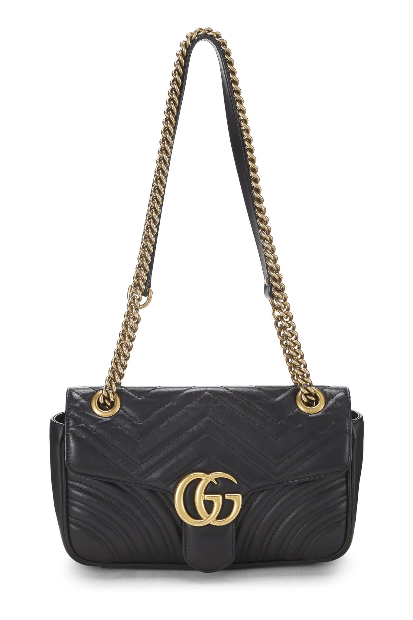Gucci, Black Leather GG Marmont Shoulder Bag Small, Black