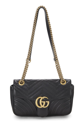 Gucci, Black Leather GG Marmont Shoulder Bag Small, Black