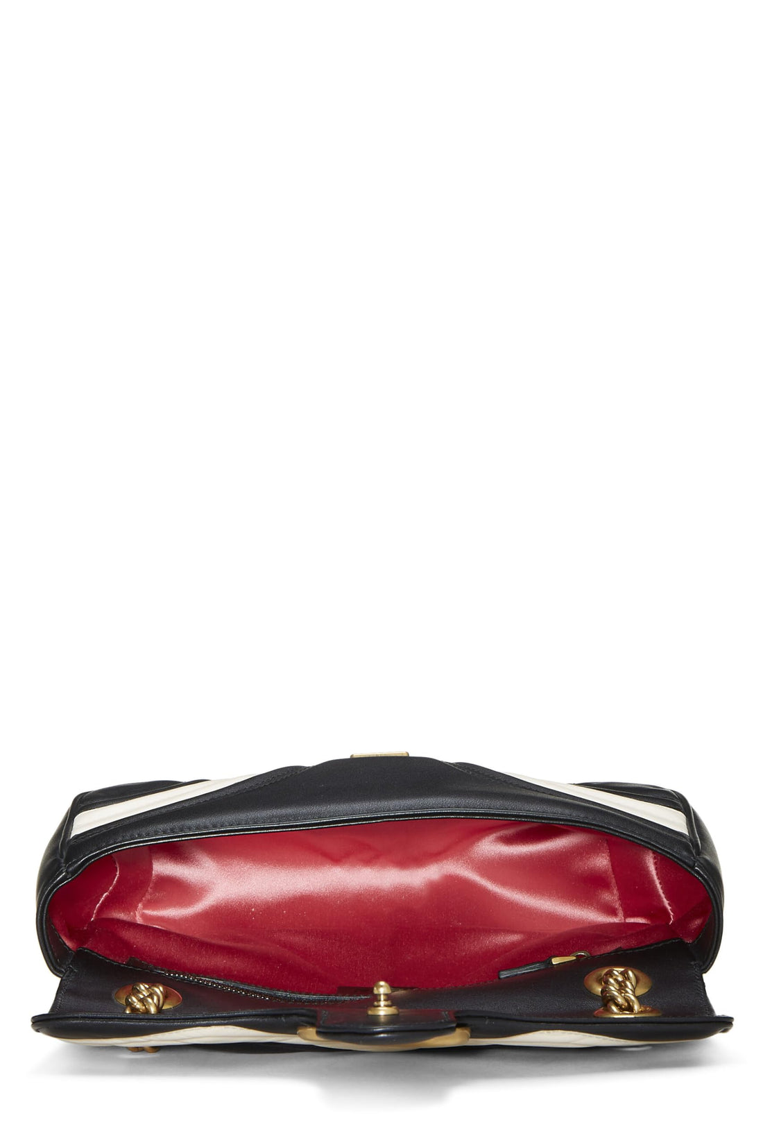 Gucci, Black & White Leather GG Marmont Shoulder Bag Small, Multi