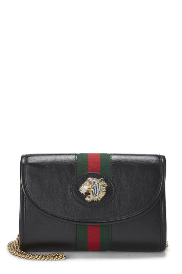Gucci, Black Leather Web Rajah Shoulder Bag Mini, Black