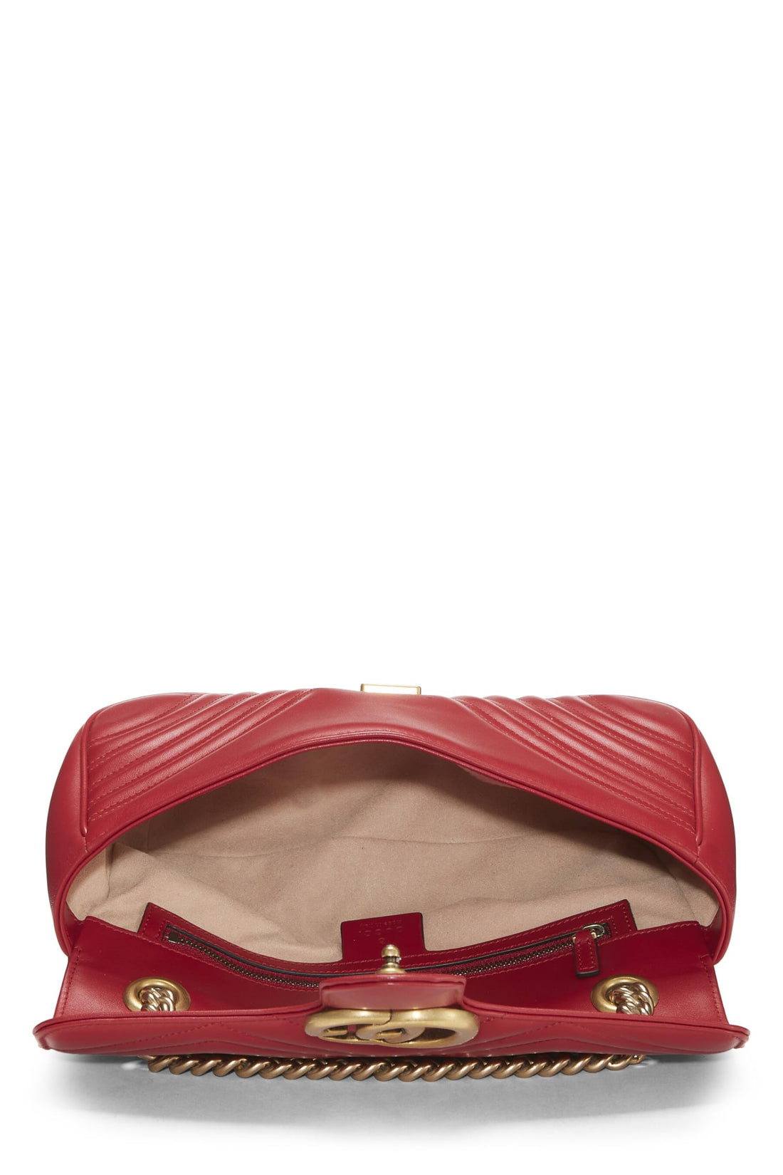 Gucci, Red Leather GG Marmont Shoulder Bag Small, Red