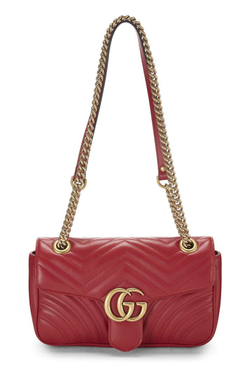 Gucci, Red Leather GG Marmont Shoulder Bag Small, Red