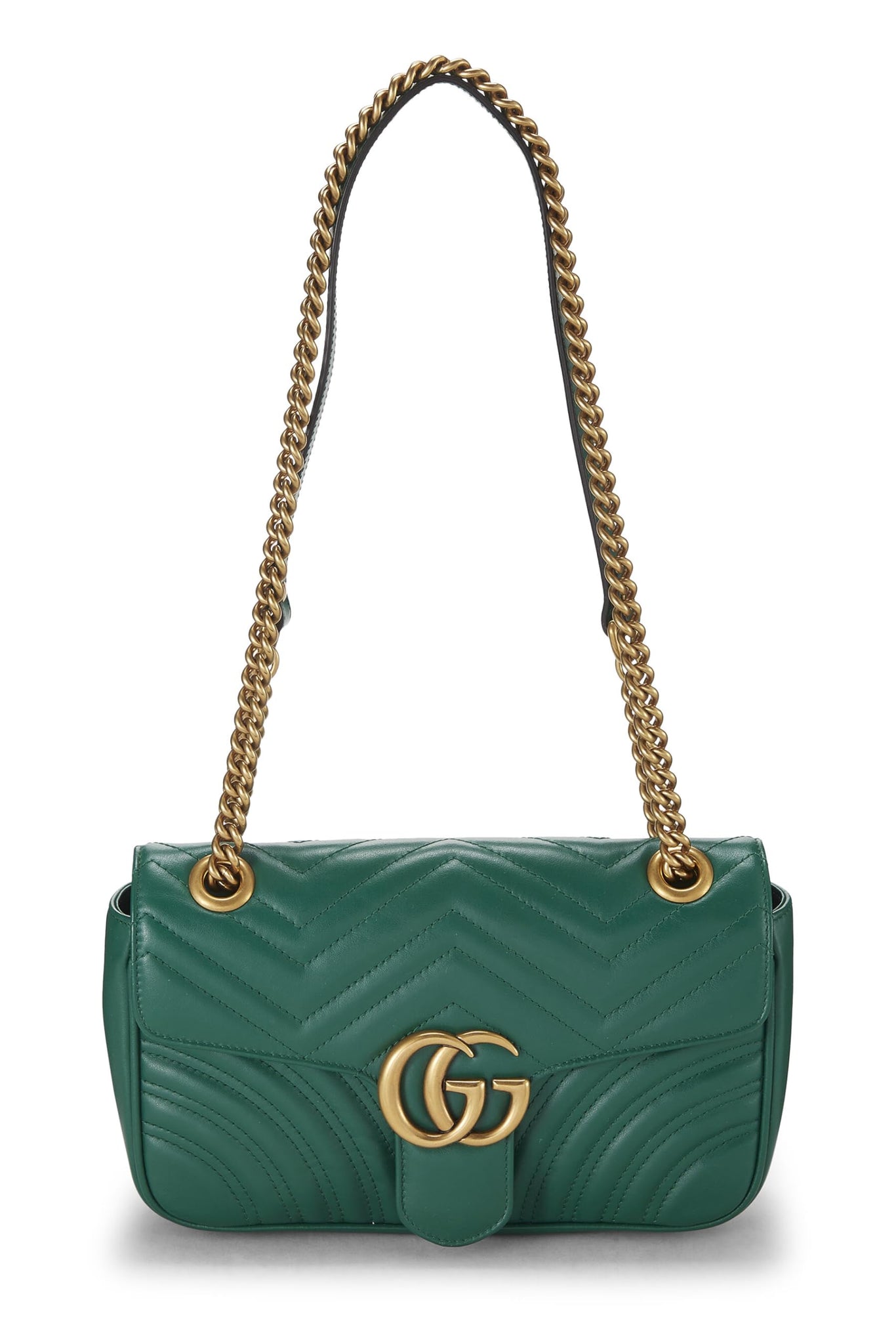 Gucci, Green Leather GG Marmont Shoulder Bag Small, Green