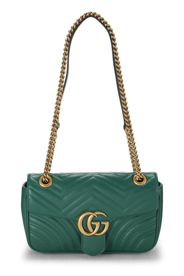 Gucci, Green Leather GG Marmont Shoulder Bag Small, Green
