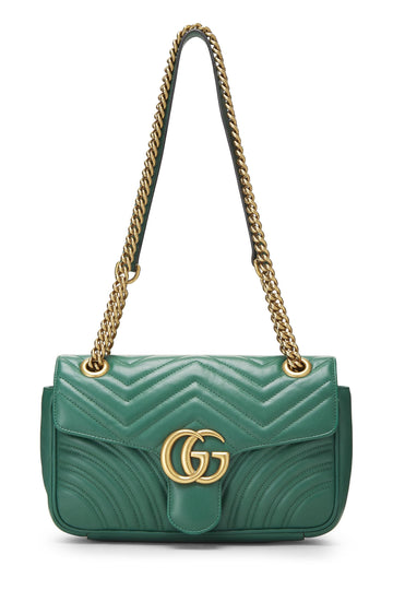 Gucci, Green Leather GG Marmont Shoulder Bag Small, Green