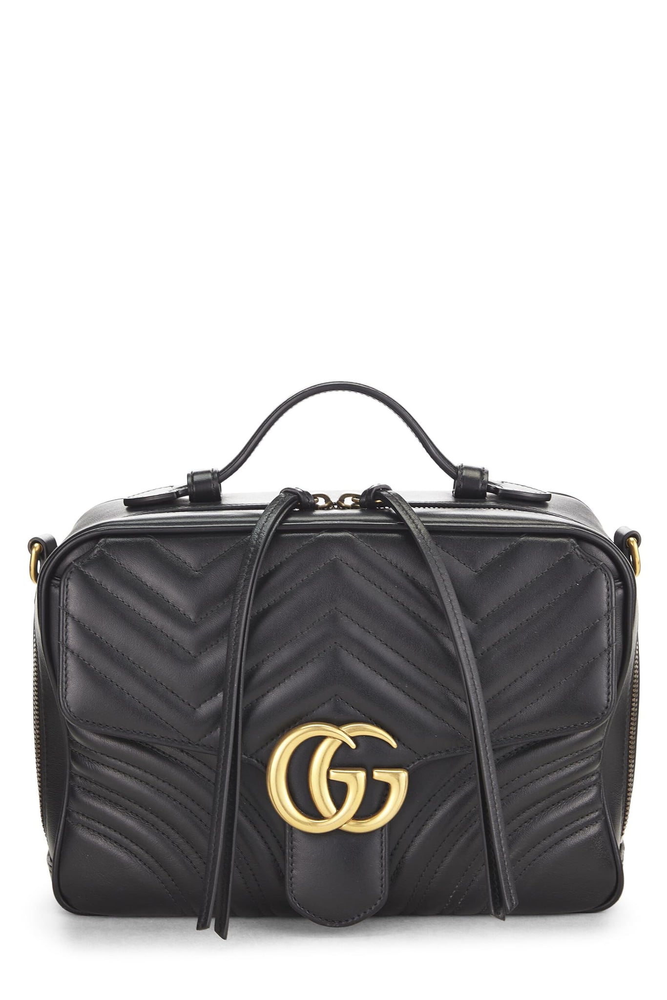 Gucci, Black Leather GG Marmont Shoulder Bag Small, Black