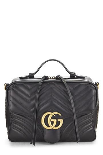 Gucci, Black Leather GG Marmont Shoulder Bag Small, Black