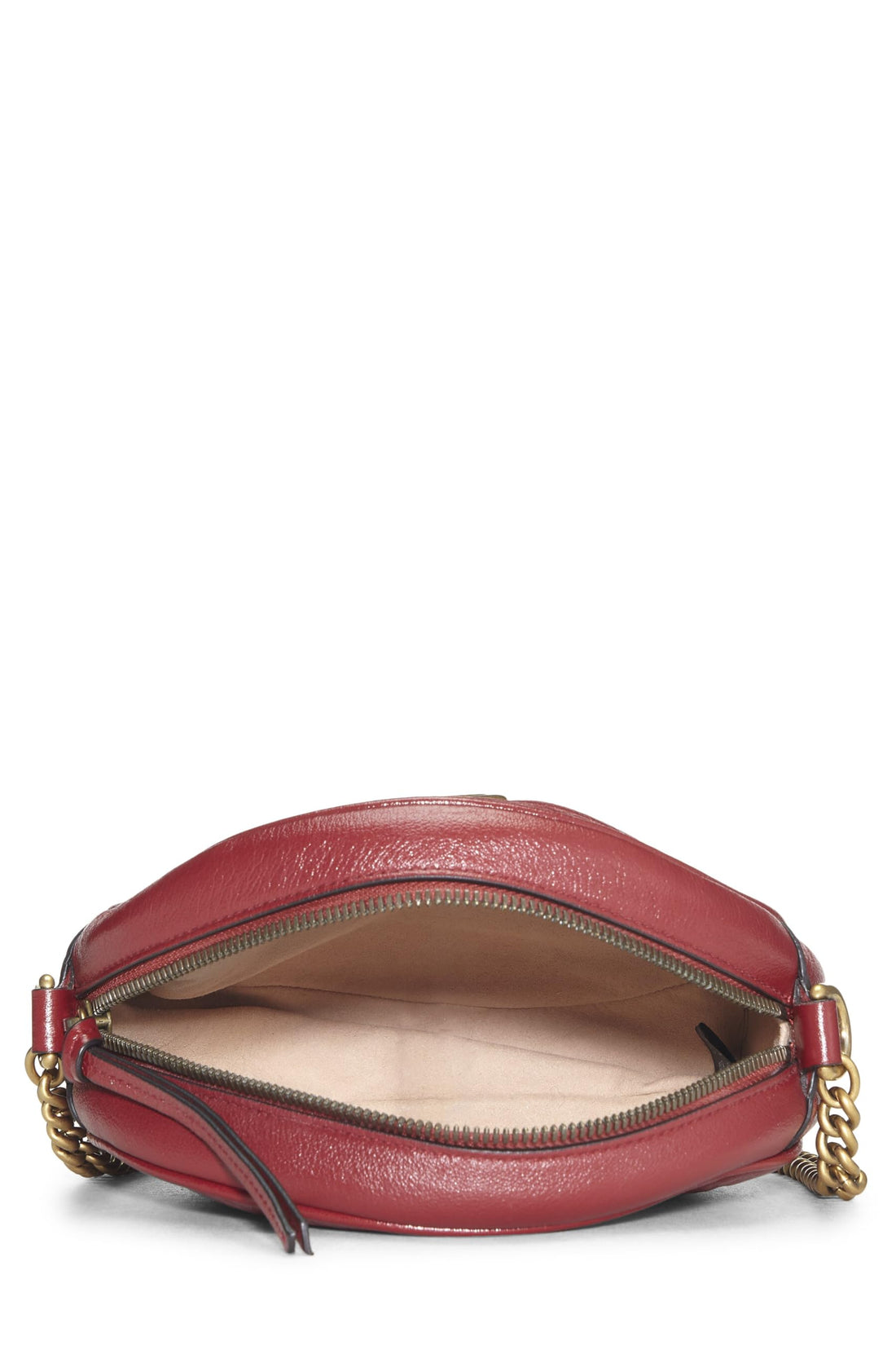 Gucci, Red Leather GG Marmont Round Shoulder Bag Mini, Red