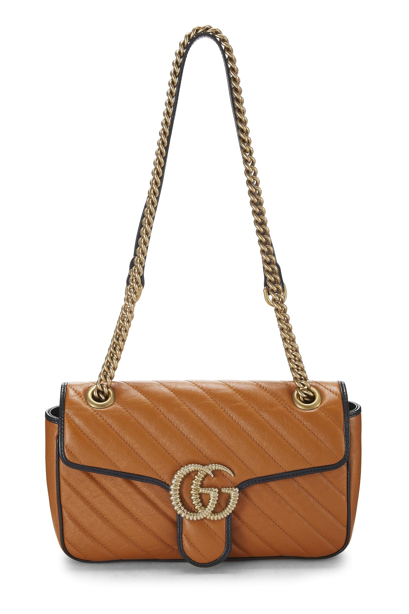Gucci, Orange Leather Torchon GG Marmont Shoulder Bag Small, Orange