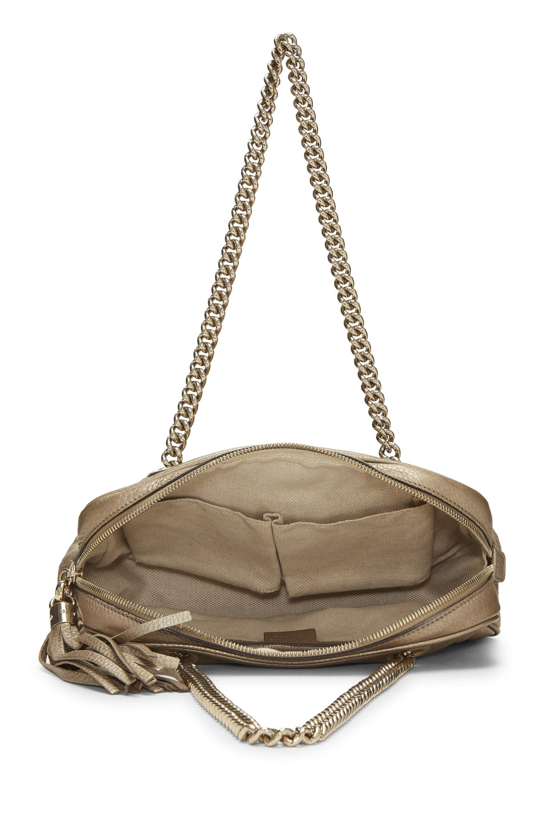 Gucci, Metallic Gold Grained Leather Soho Chain Shoulder Bag, Gold
