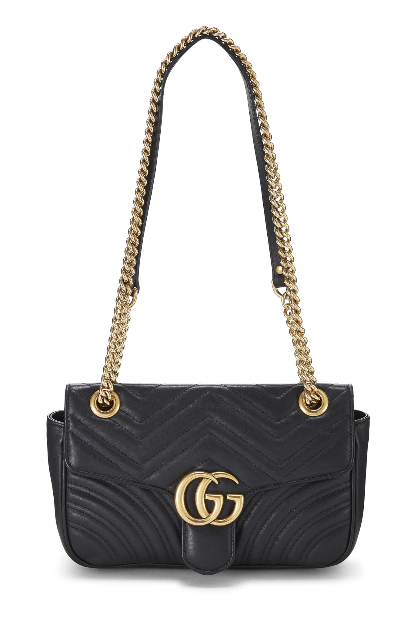 Gucci, Black Matelassé Leather Marmont Shoulder Bag Mini, Black