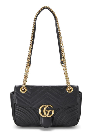 Gucci, Black Matelassé Leather Marmont Shoulder Bag Mini, Black