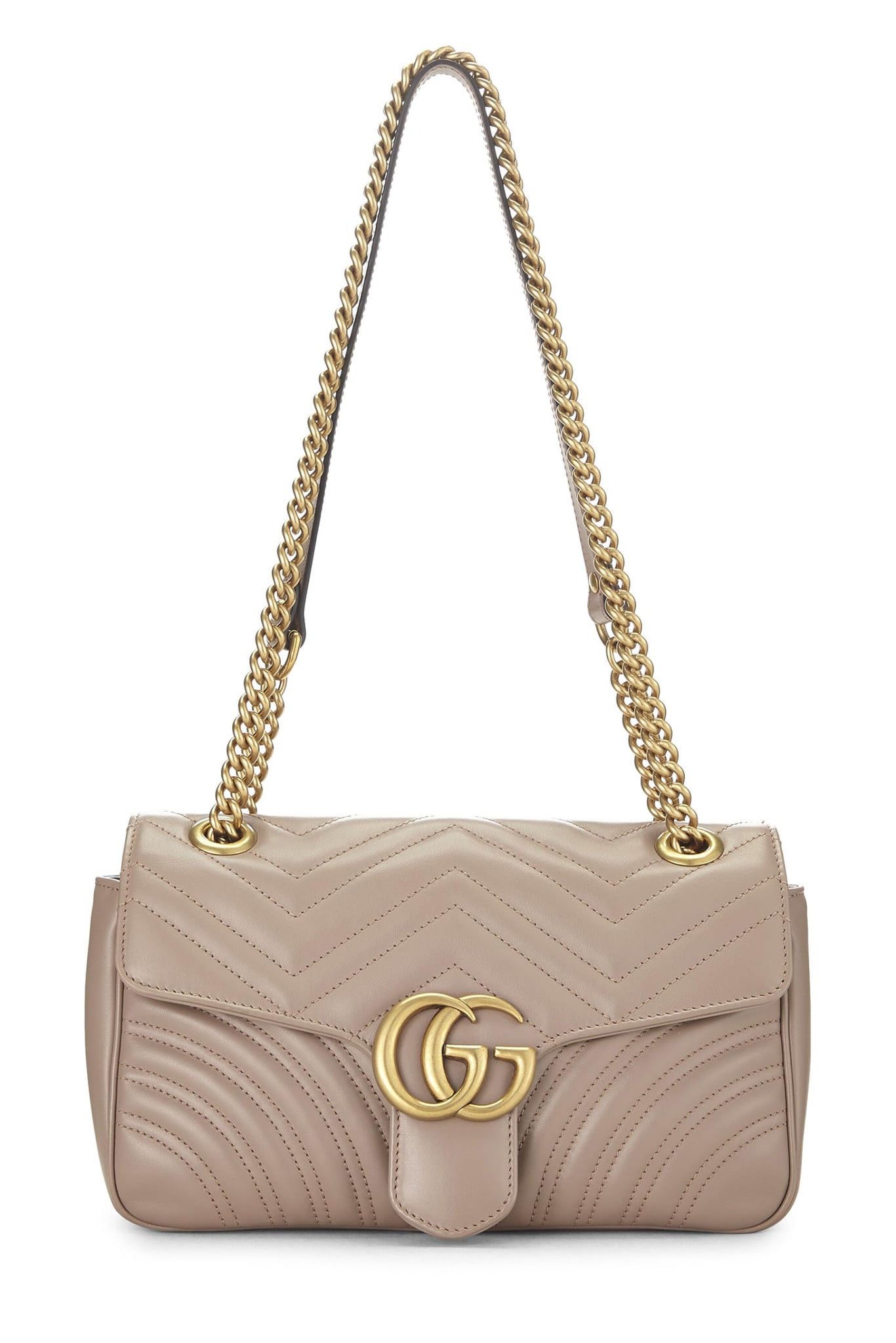 Gucci, Beige Leather GG Marmont Shoulder Bag Small, Beige