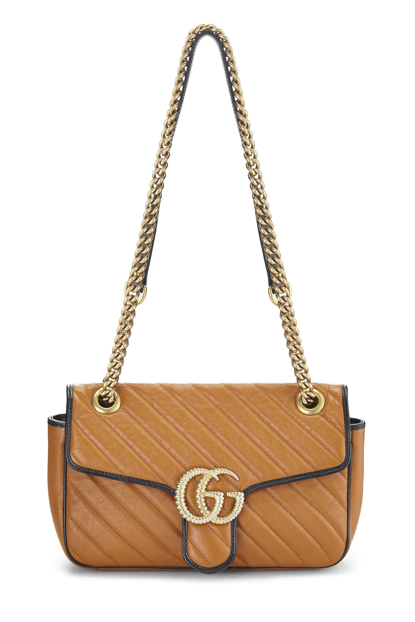Gucci, Orange Leather Torchon GG Marmont Shoulder Bag Small, Orange