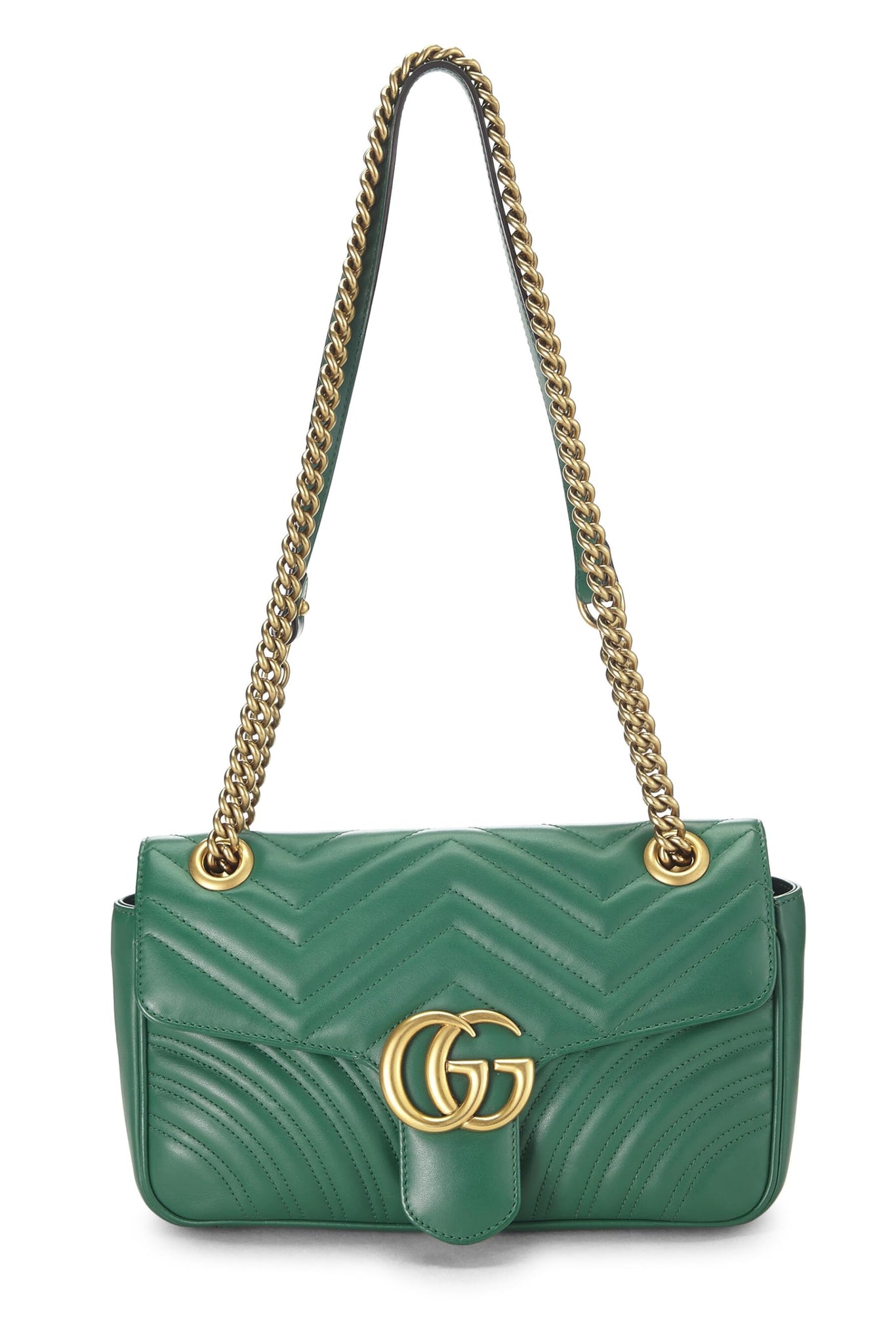 Gucci, Green Leather GG Marmont Shoulder Bag Small, Green