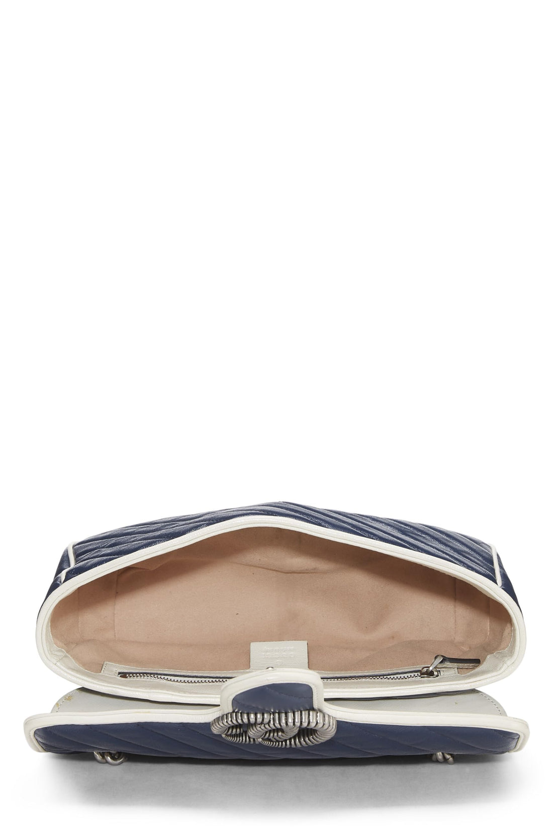 Gucci, Navy Leather Torchon GG Marmont Shoulder Bag Small, Navy