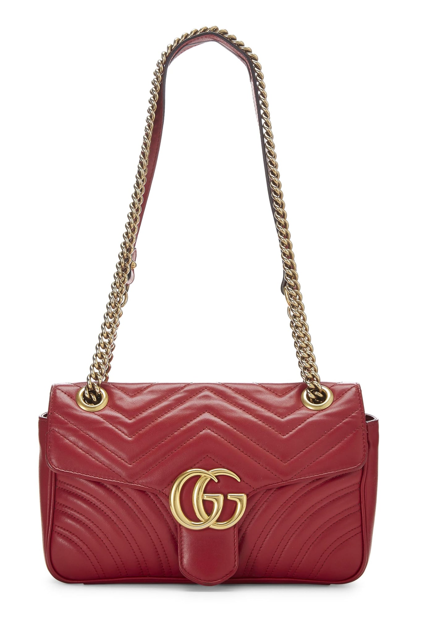 Gucci, Red Matelassé Leather Marmont Shoulder Bag Small, Red