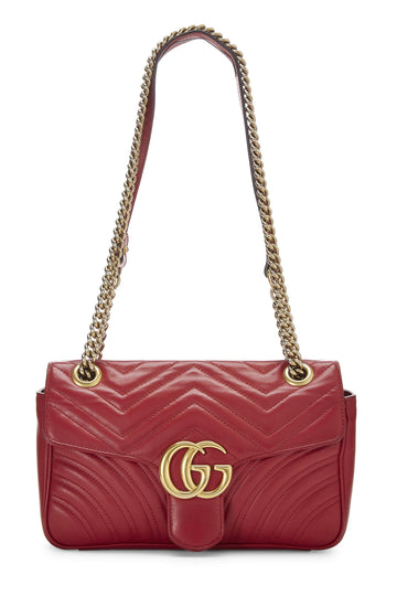 Gucci, Red Matelassé Leather Marmont Shoulder Bag Small, Red