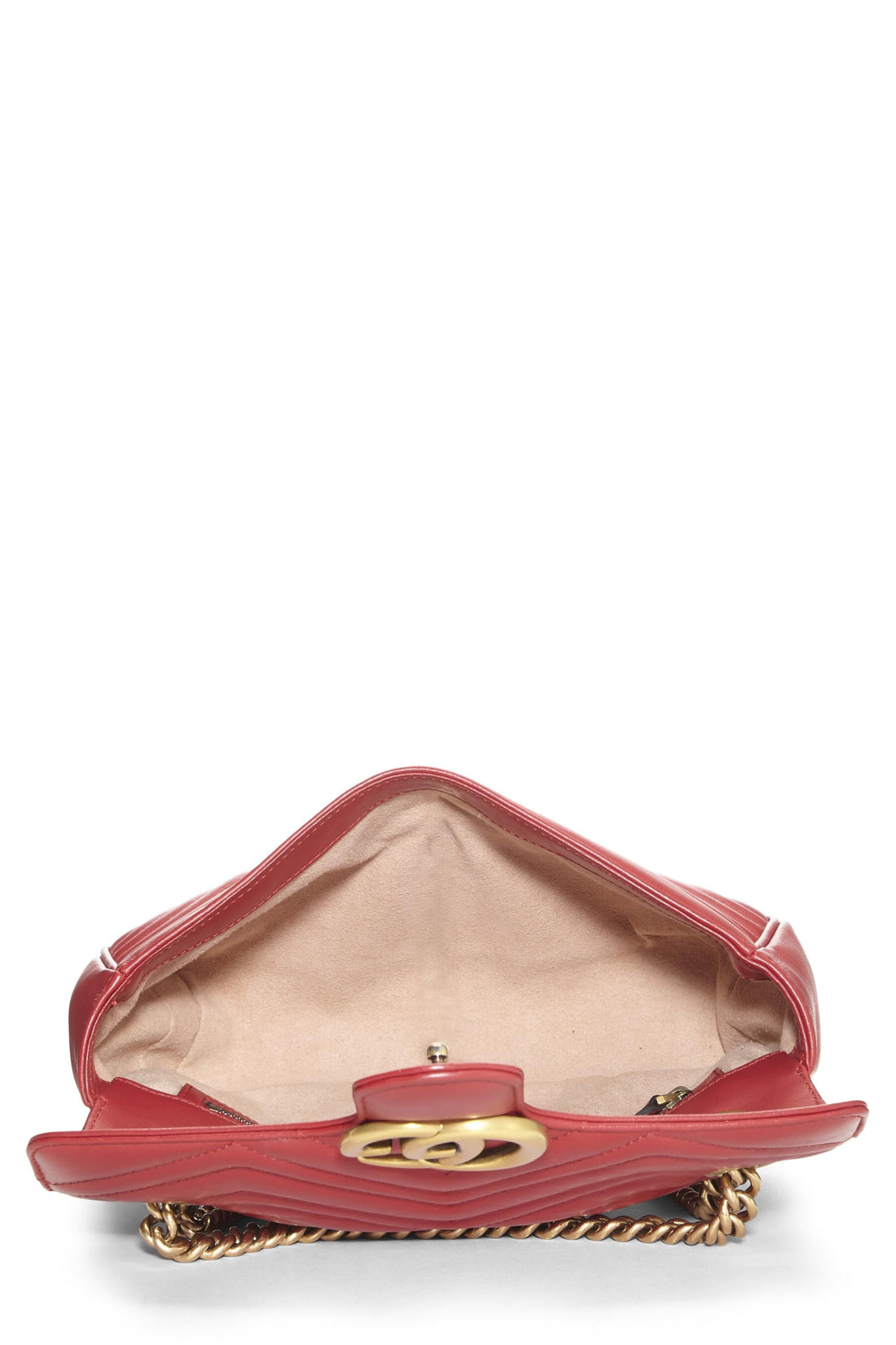 Gucci, Red Leather GG Marmont Shoulder Bag Small, Red