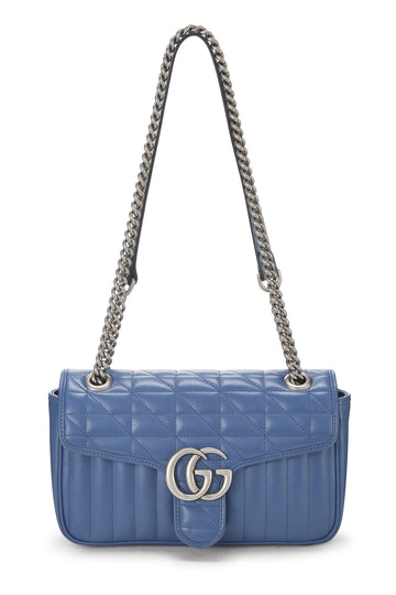 Gucci, Blue Leather Marmont Matelassé Shoulder Bag, Blue