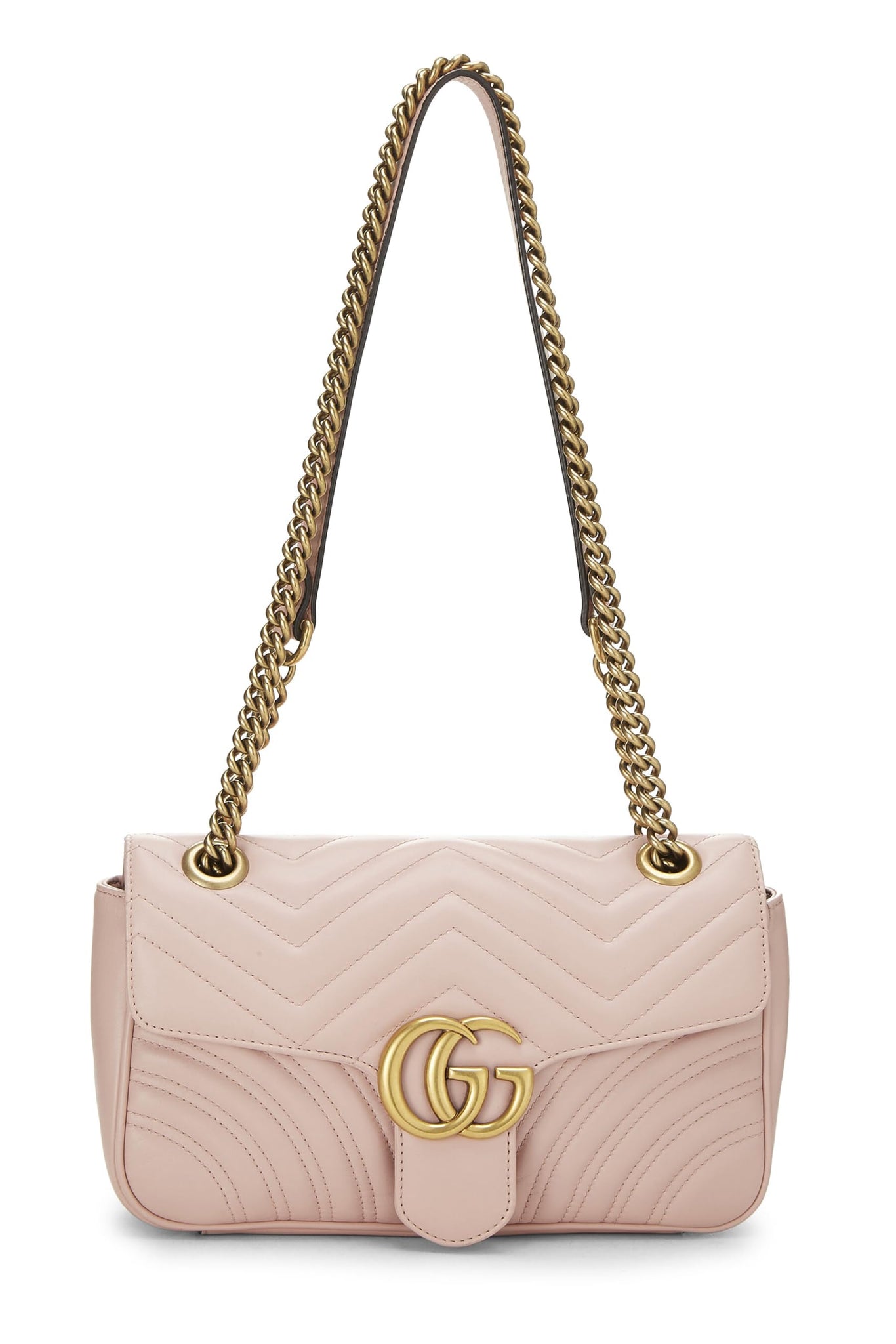 Gucci, Pink Leather GG Marmont Shoulder Bag Small, Pink