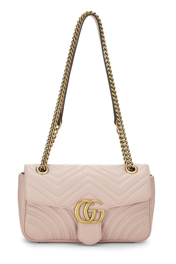 Gucci, Pink Leather GG Marmont Shoulder Bag Small, Pink
