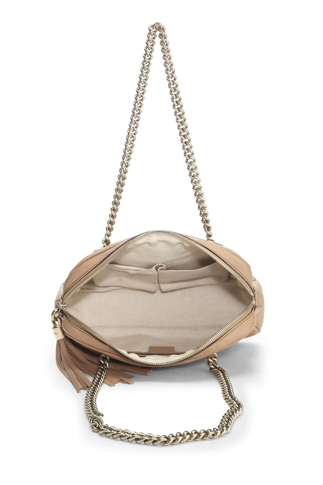 Gucci, Beige Grained Leather Soho Chain Shoulder Bag, Beige